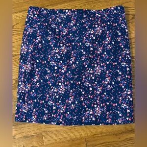 J. Crew Navy Mini Skirt with Pink & White Floral Print